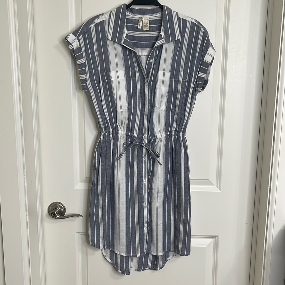 Blue & White Stripe Button up Dress